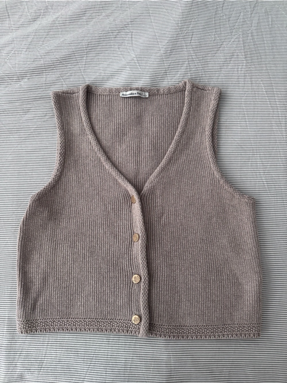 Abercrombie & Fitch Taupe Knit Button Front Top